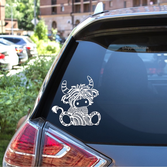 Zentangle Highland Cow Vinyl Decal - Picture 1 of 4